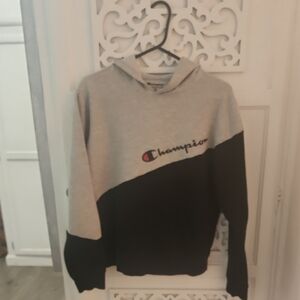 Champion Men's Black and Gray Hoodie